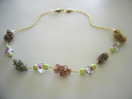 FIFIANY TWO Glass and Wiber Beaded Necklace